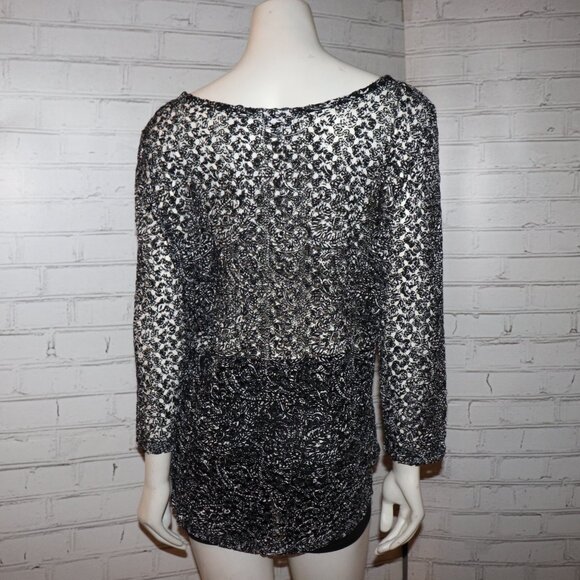 🖤🤍🌬️ MJ Collection Blouse · Sheer Monochrome · Size XL - Picture 3 of 5